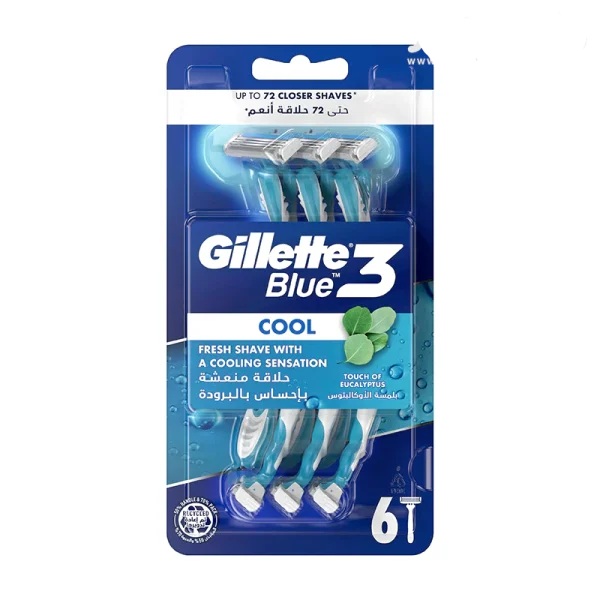 تیغ اصلاح ژیلت مدل Blue 3 سری خنک کننده بسته 6 عددی