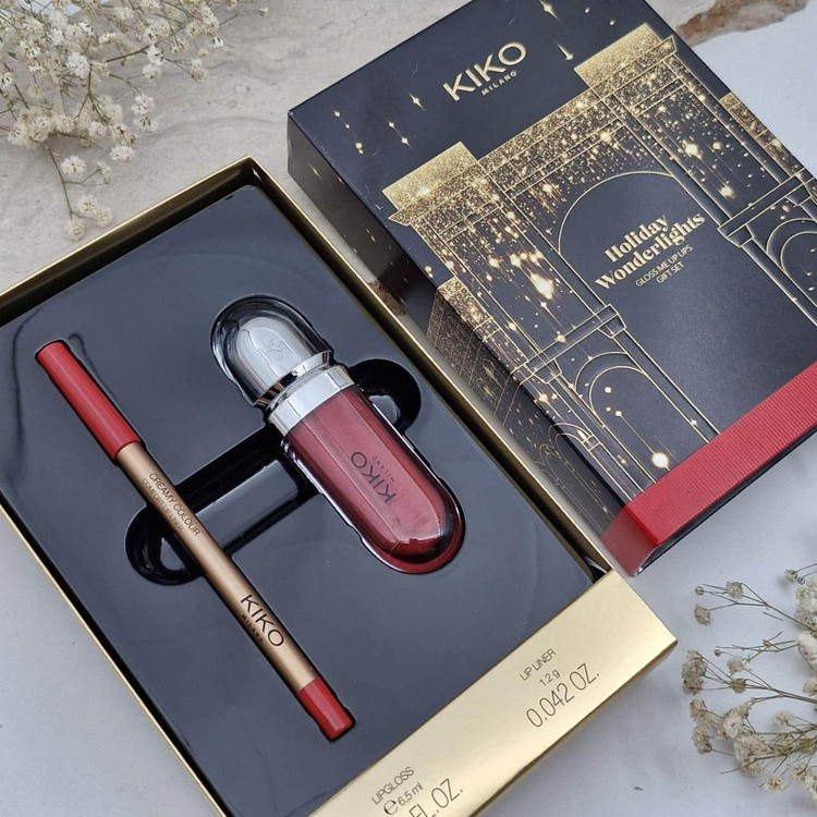 کیت لیپگلاس سه بعدی و مداد لب ست کیکو میلانو holiday wonderlights gloss me up lips gift set