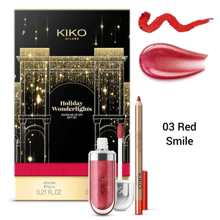 کیت لیپگلاس سه بعدی و مداد لب ست کیکو میلانو holiday wonderlights gloss me up lips gift set
