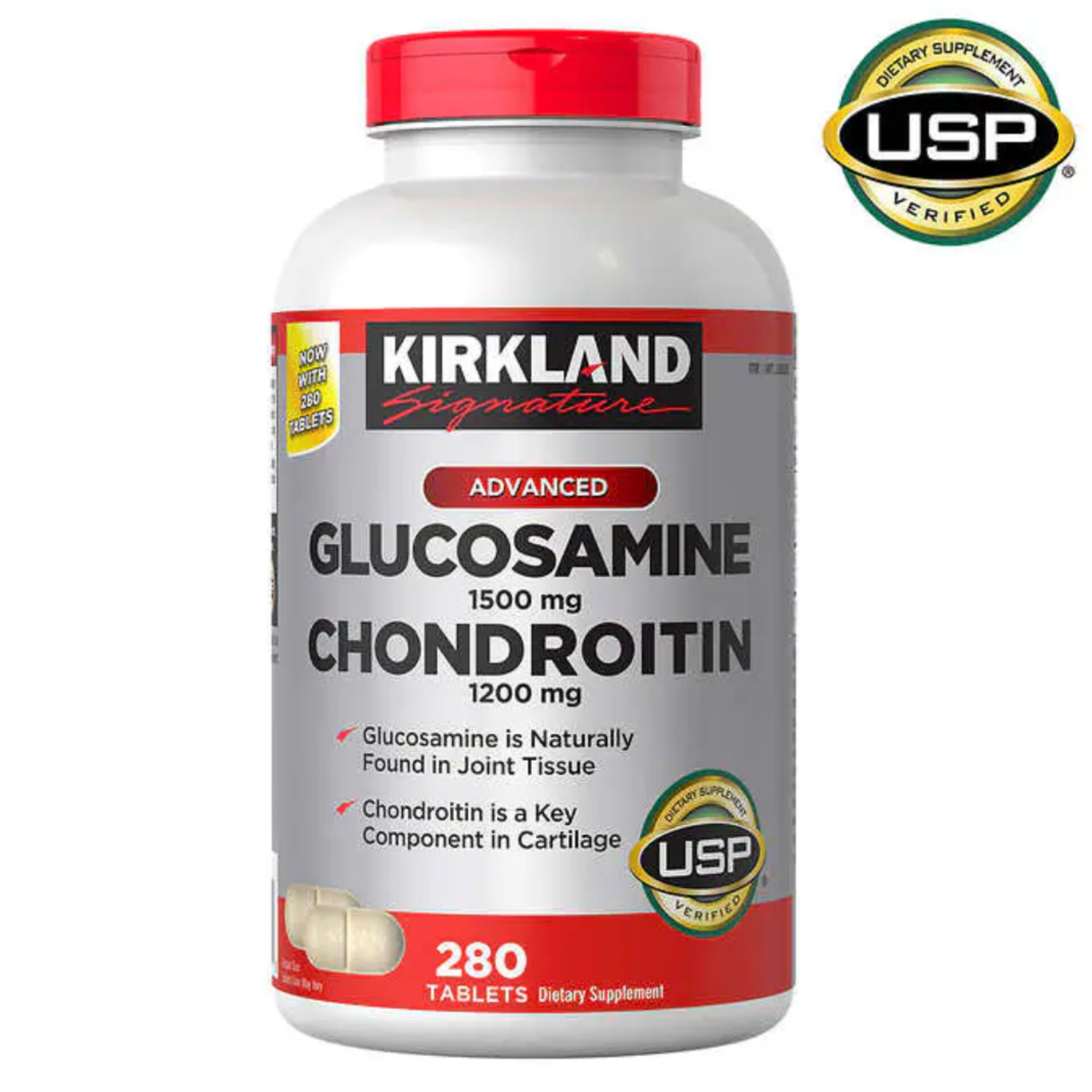 گلوکزامین و کندرویتین کرکلند | Kirkland Glucosamine 1500mg 280tablets