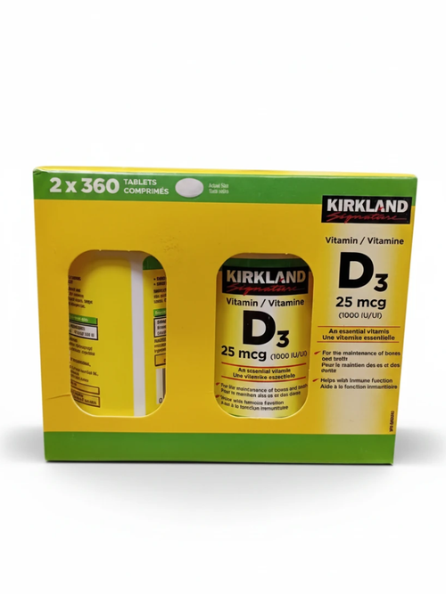 قرص ویتامین D3 کرکلند 1000 واحد 360 عددی کمک به سلامت استخوان و ایمنی Kirkland Signature Vitamin D3 25mcg