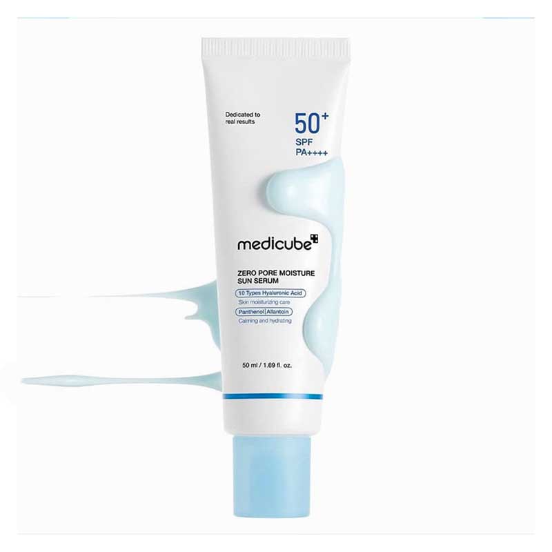 سرم ضد آفتاب کنترل منافذ مدی کیوب Medicube مدل Zero Pore Moisture Sun Serum حجم 50ml