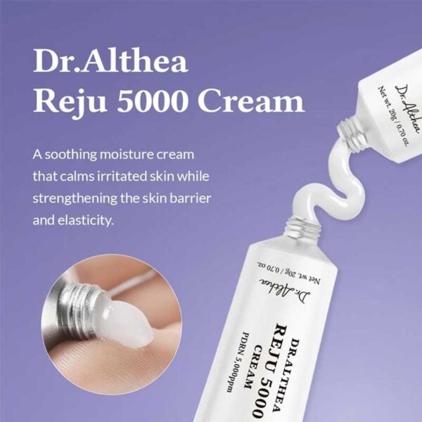 کرم ترمیم کننده جوانساز و تسکین دهنده پوست PDRN دکتر التیا Dr Althea مدل PDRN Reju 5000 Cream حجم 20ml