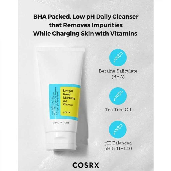 ژل شستشوی صورت کوزارکس مدل گود مورنینگ با PH پایین Cosrx مدل Low pH Good Morning Gel Cleanser حجم 150ml