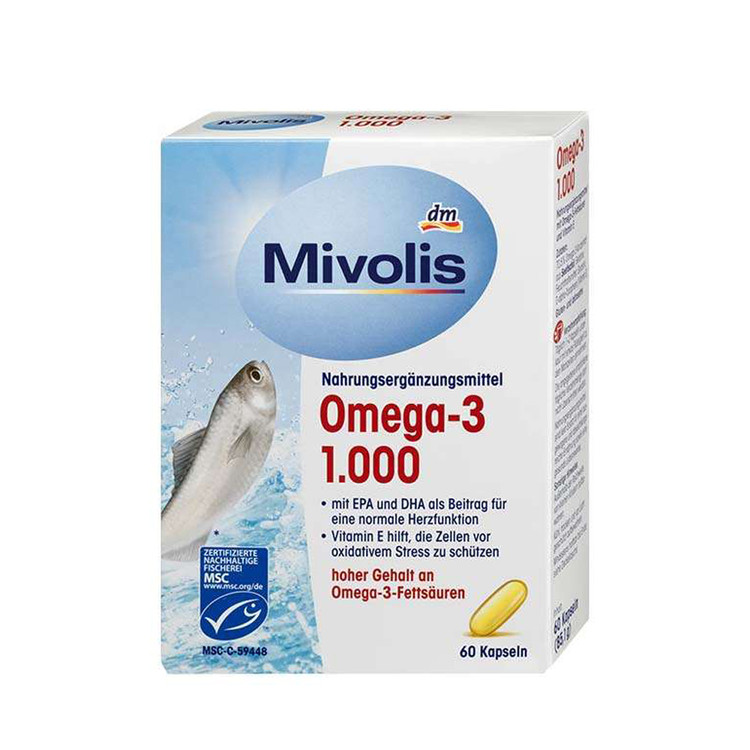 کپسول امگا ۳ میولیس حاوی ۱۰۰۰ میلی‌گرم روغن ماهی 60 عددی