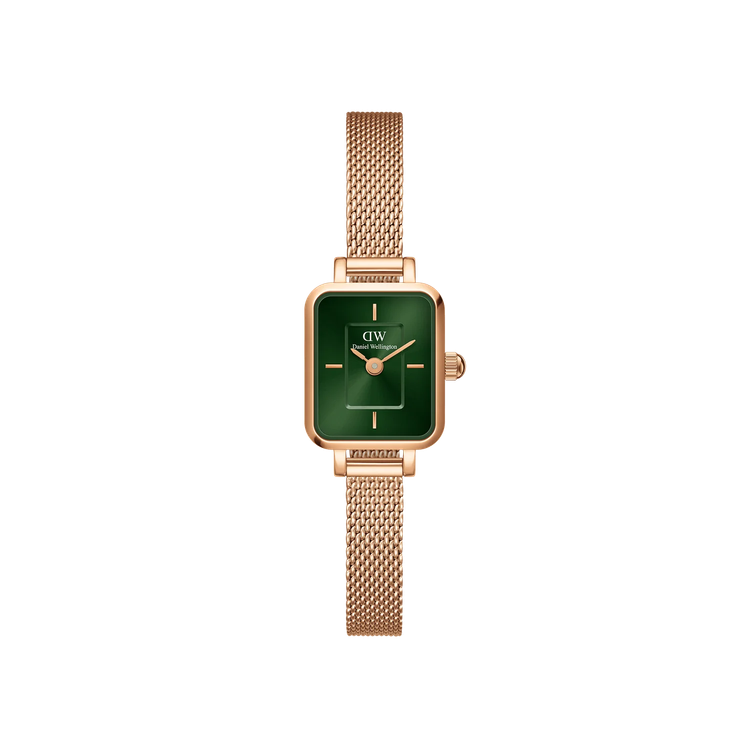 ساعت دنیل ولینگتون مدل QUADRO MINI MELROSE EMERALD رزگلد