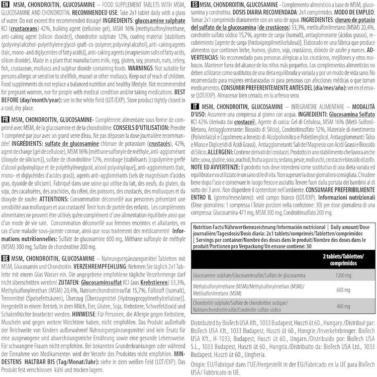 گلوکزامین بایوتک - 60 عددی MSM CHONDROITIN GLUCOSAMINE BIOTECHUSA