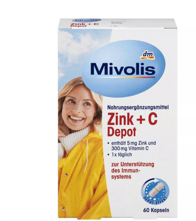 قرص زینک و ویتامین سی میولیس Zink + C تعداد 60 عددی